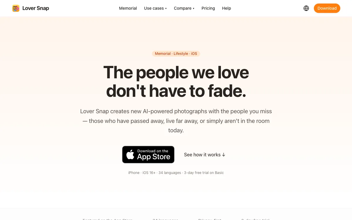 Lover Snap homepage screenshot