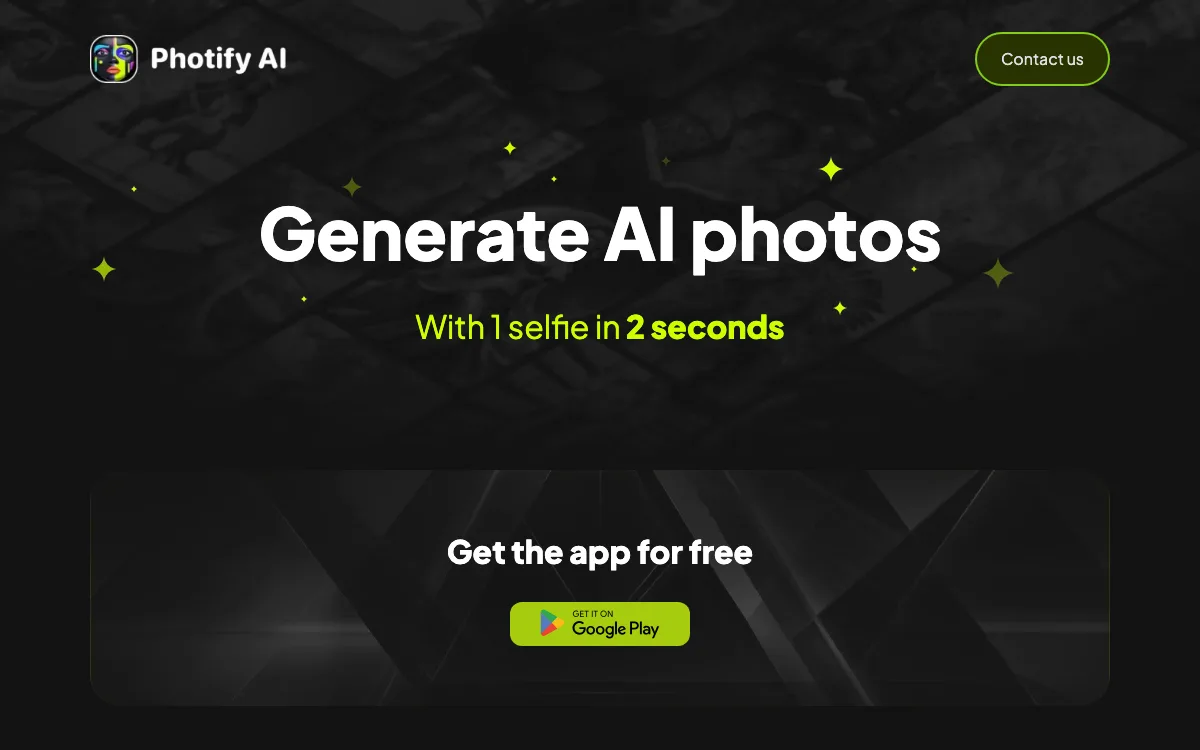 Photify AI homepage screenshot