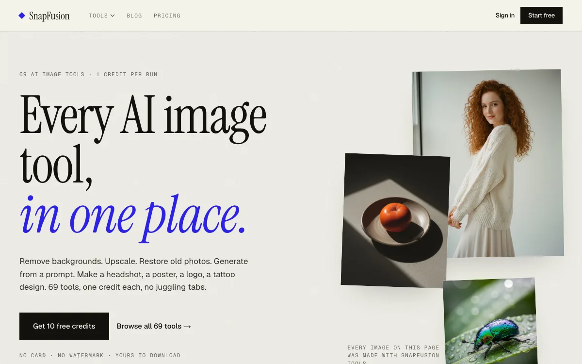 SnapFusion.AI homepage screenshot